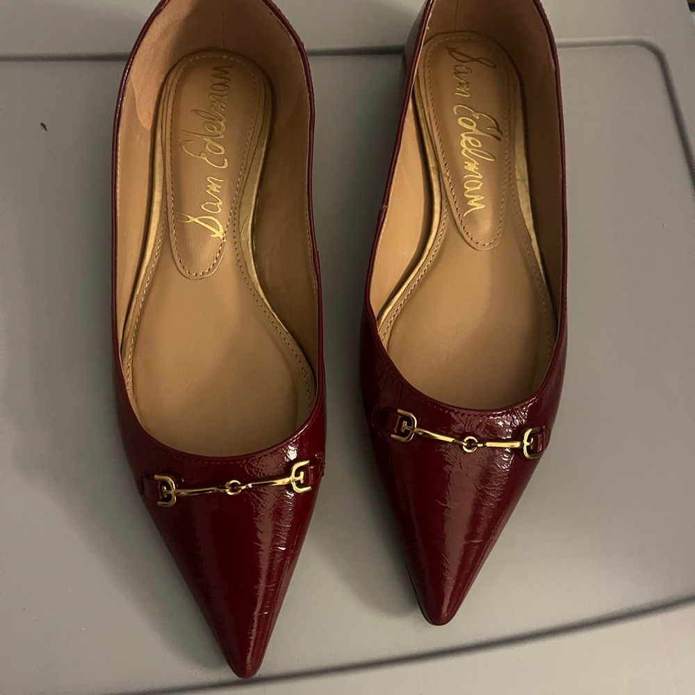 Sam Edelman Deep Red Loafers with Gold Detail